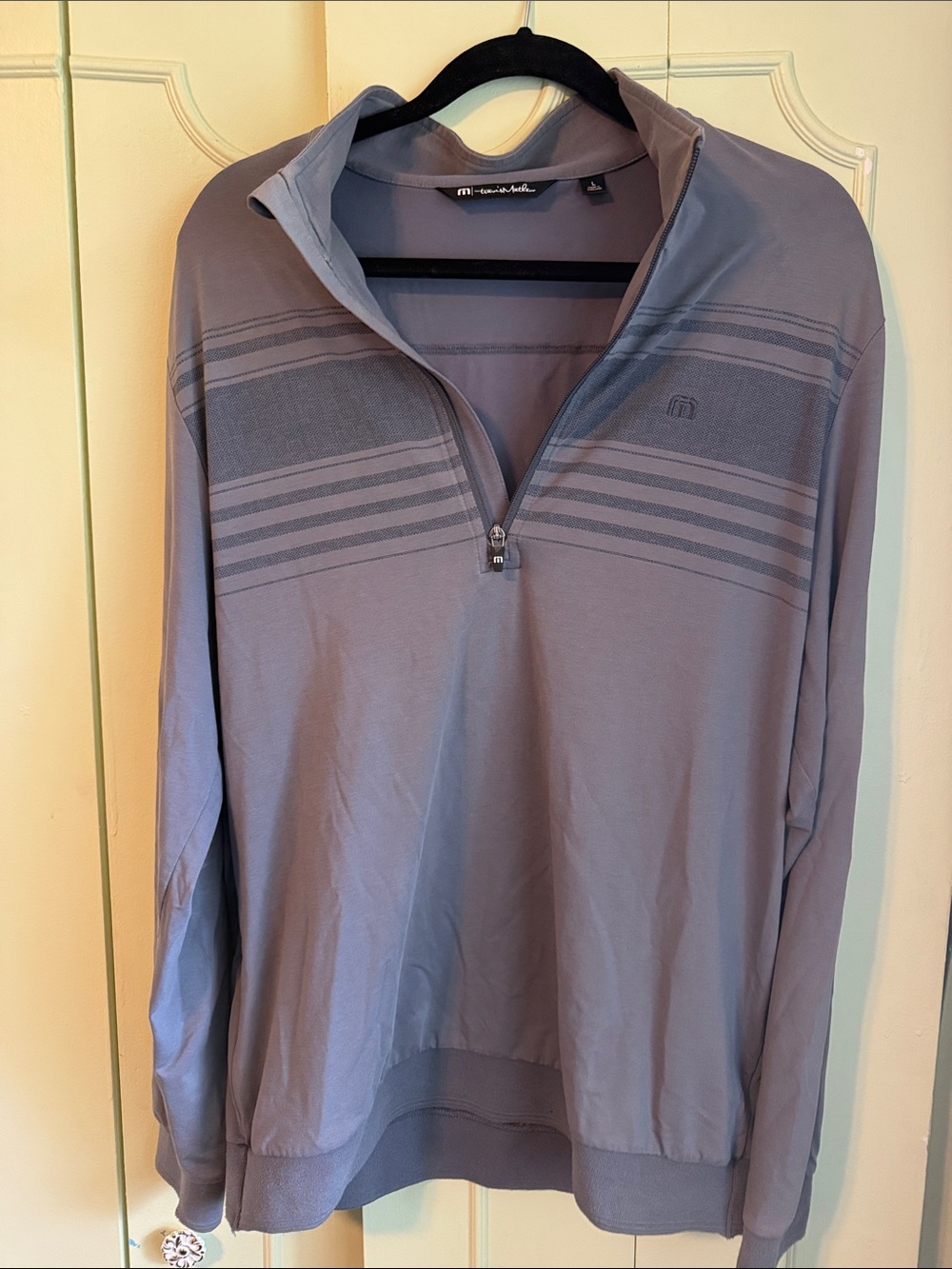 Travis Mathew Men's Light Gray Quarter-Zip Pullover Sweater